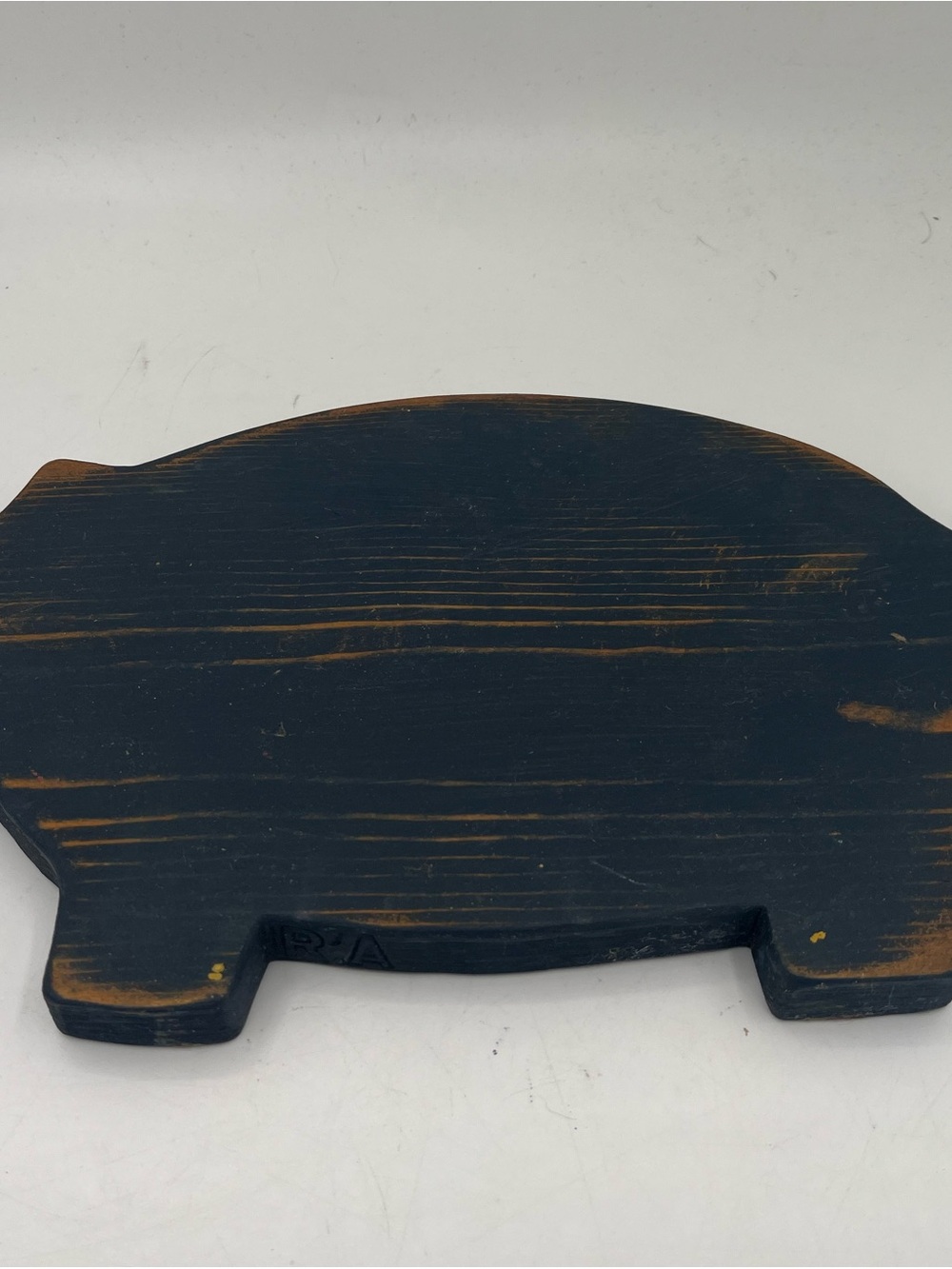 Navy Distressed Wooden Pig Wall Accent